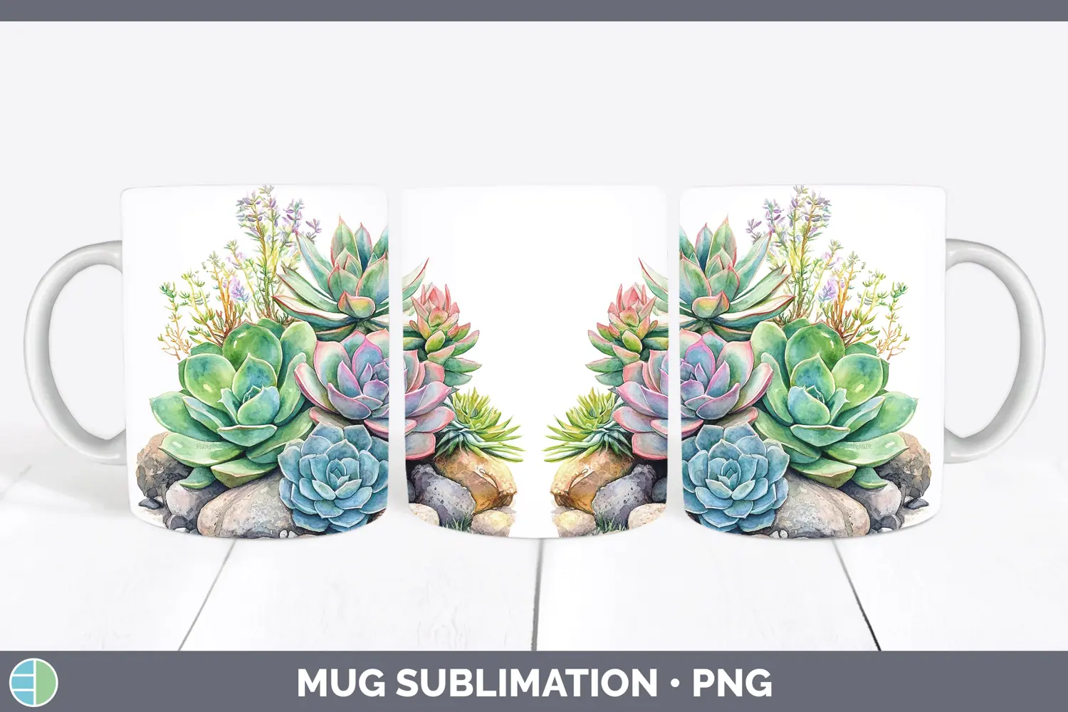 GorgeousWatercolor Mug Wrap design.