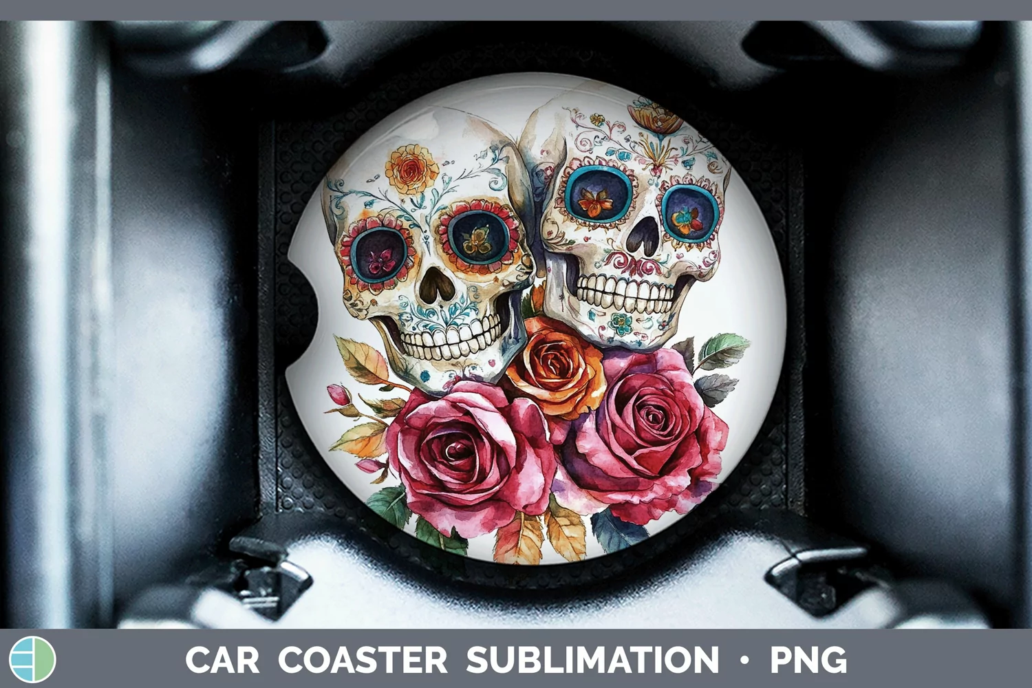 GorgeousWatercolor Car Coaster design.