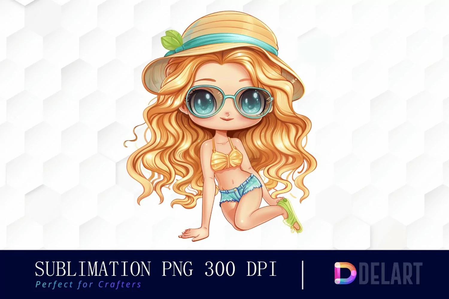 Summer Chibi Watercolor Clipart product image 1