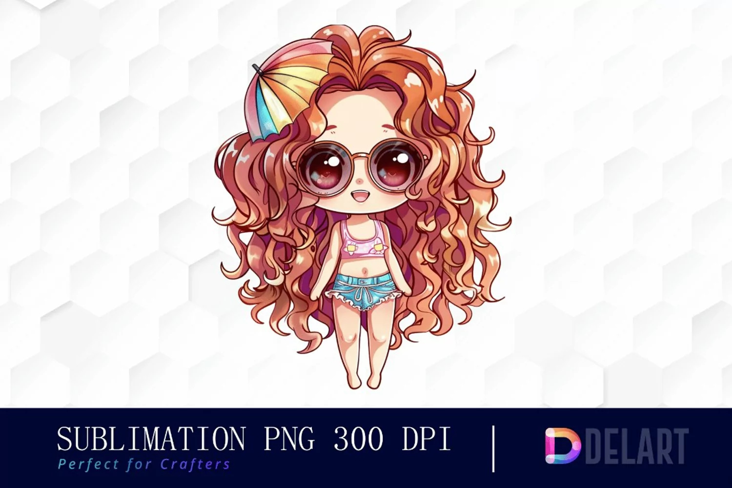 Summer Chibi Watercolor Clipart product image 1