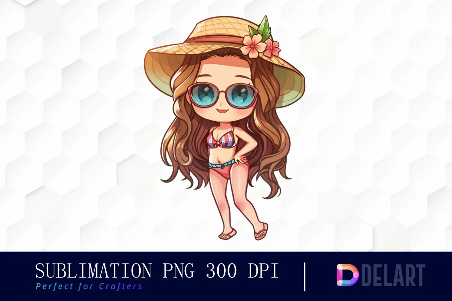Summer Chibi Watercolor Clipart product image 1