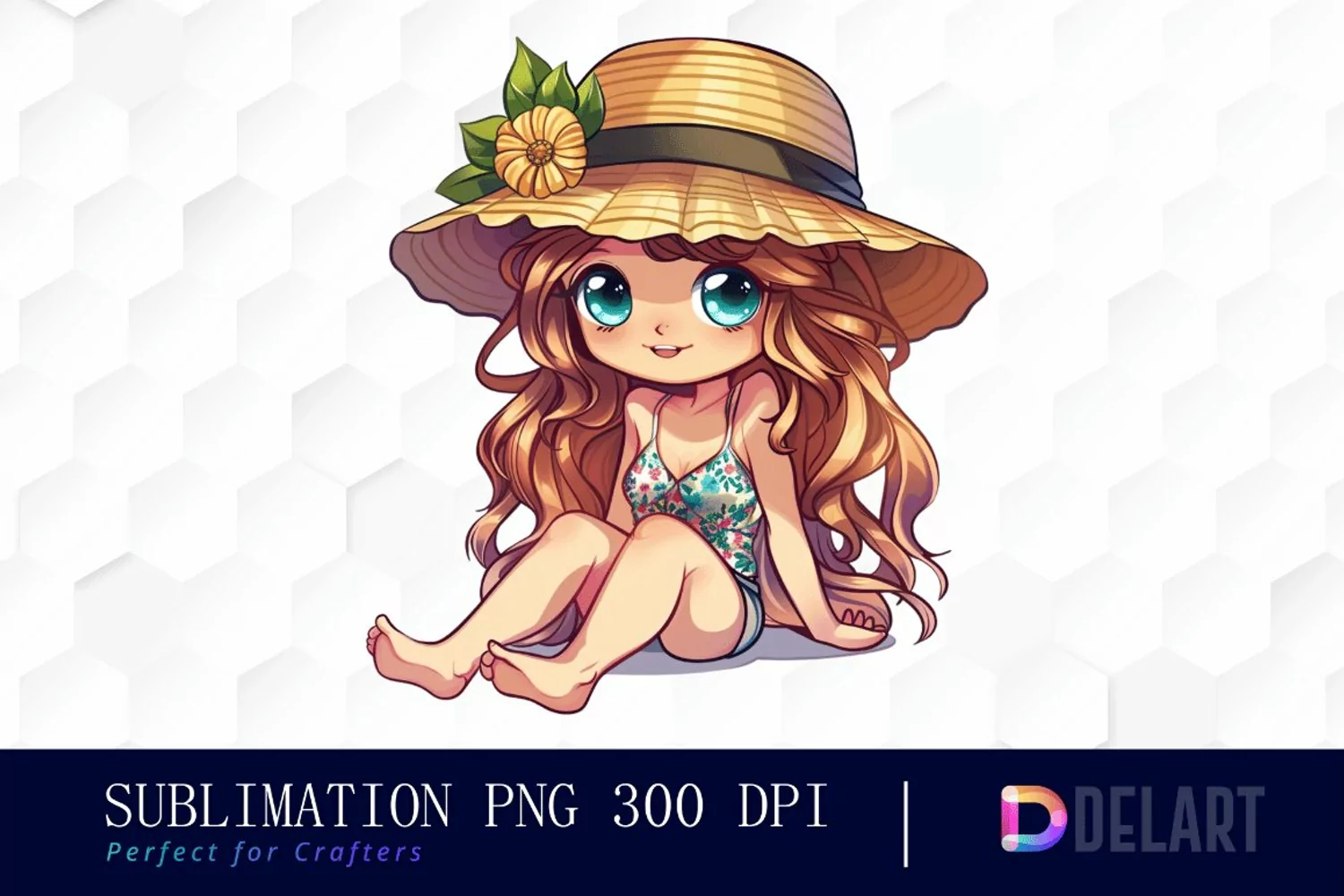 Summer Chibi Watercolor Clipart product image 1