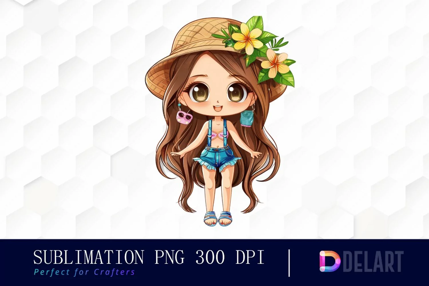 Summer Chibi Doll Graphics Clipart product image 1