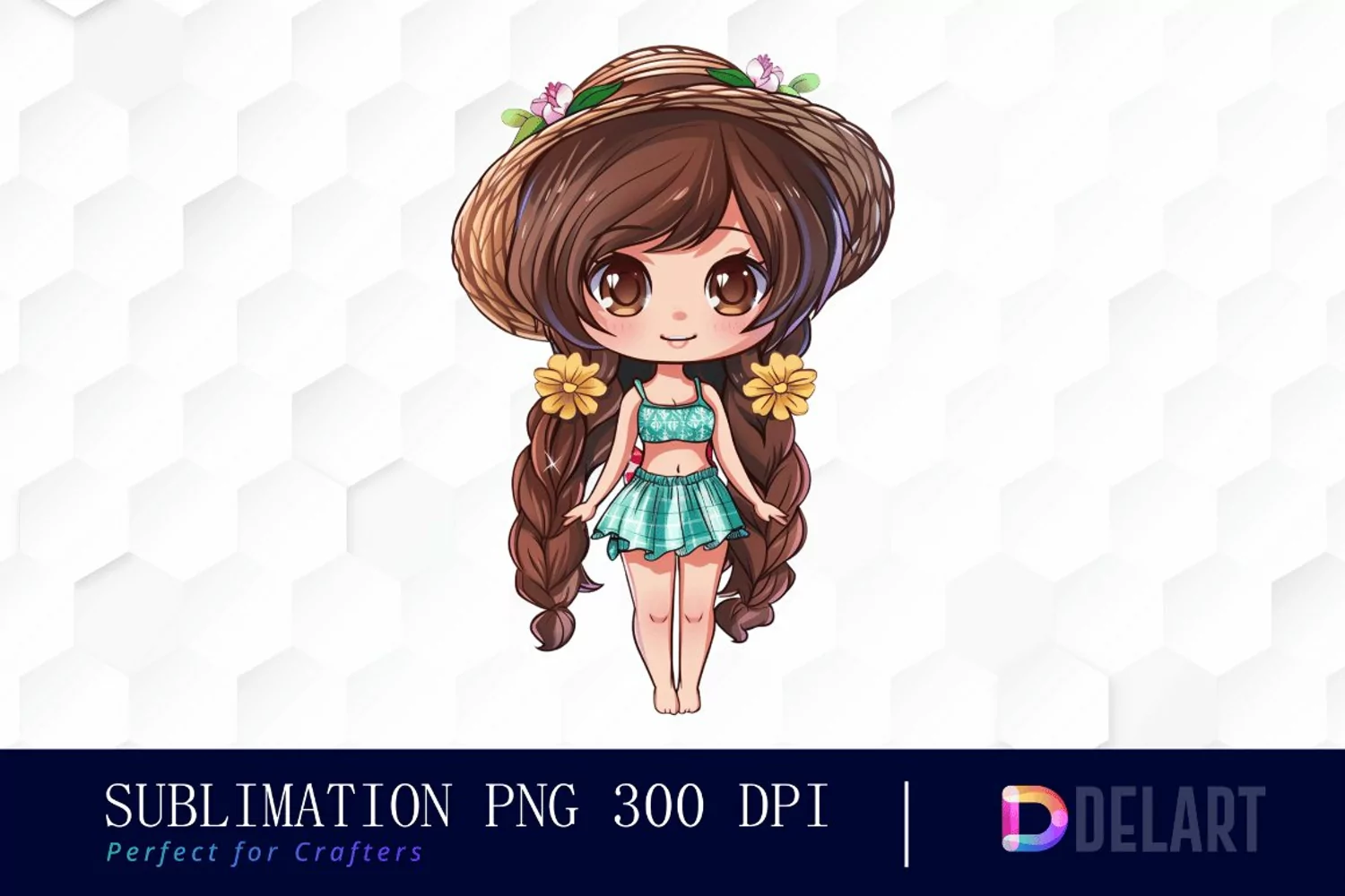 Summer Chibi Doll Graphics Clipart product image 1