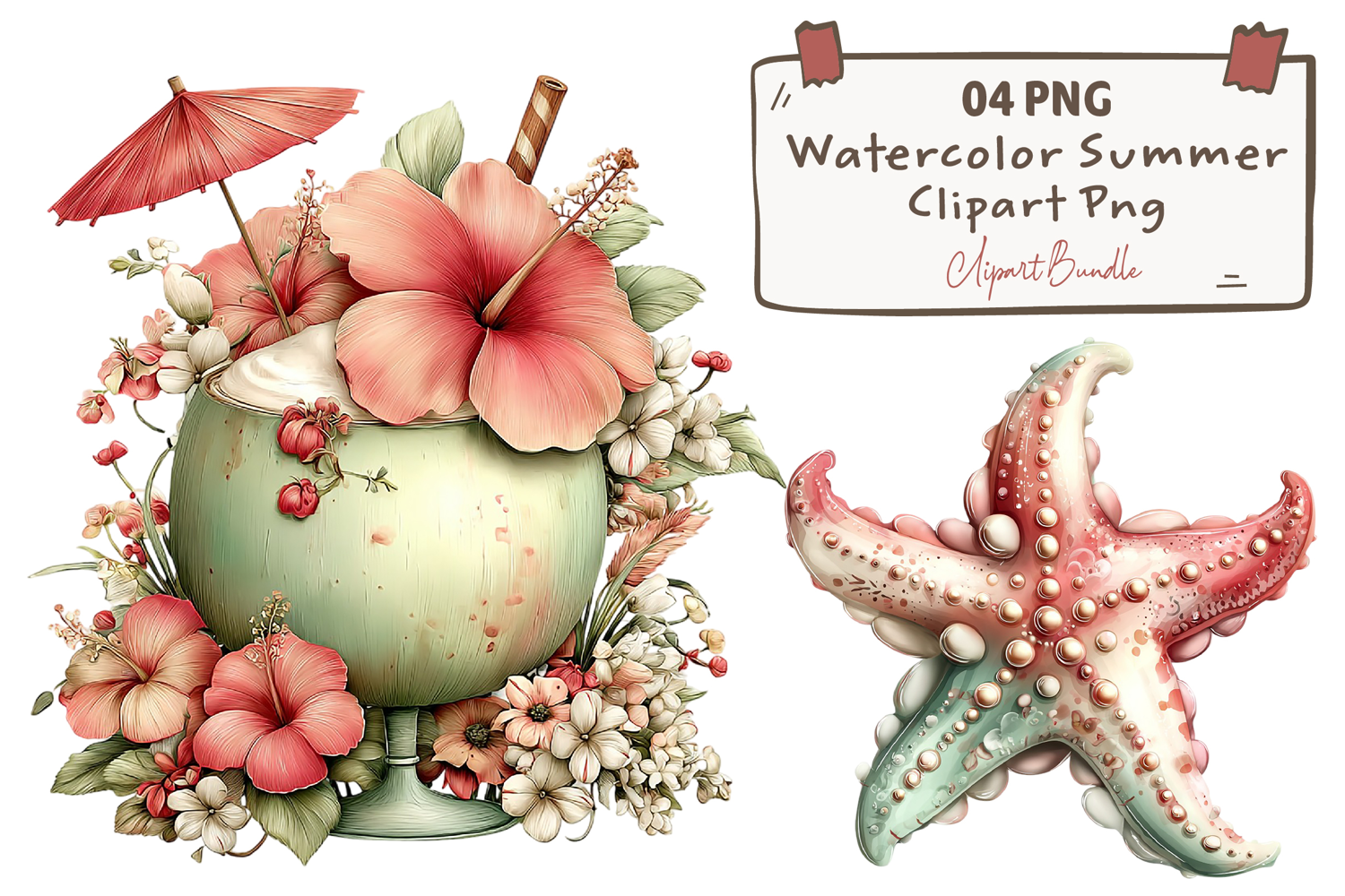 Watercolor Summer Clipart Png product image 1