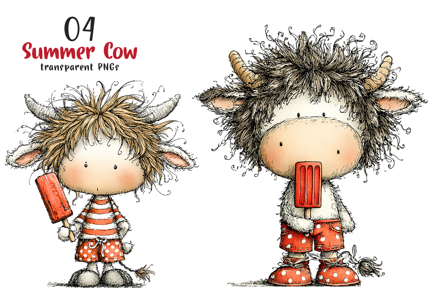 Watercolor Summer Cow Clipart product image 1