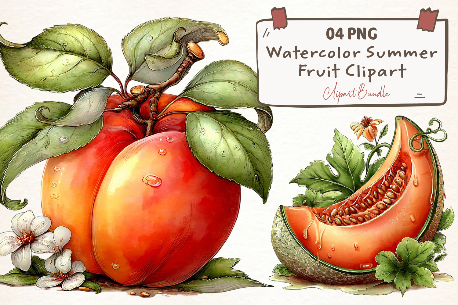 Watercolor Summer Fruit Clipart Png product image 1