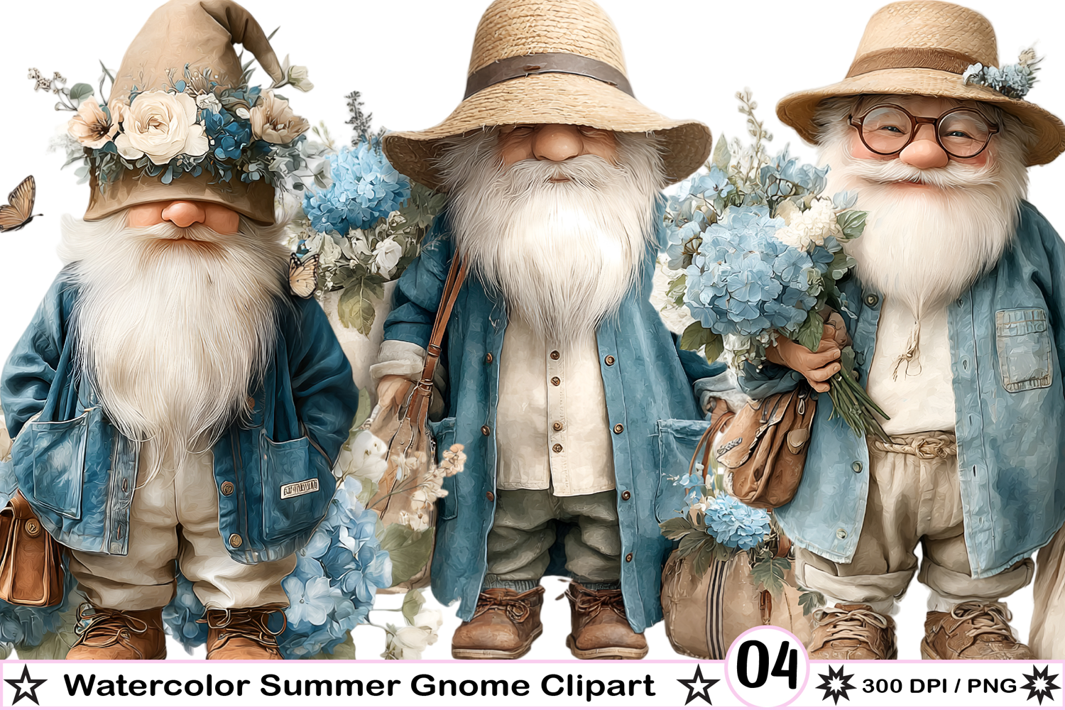 Watercolor Summer Gnome Clipart product image 1