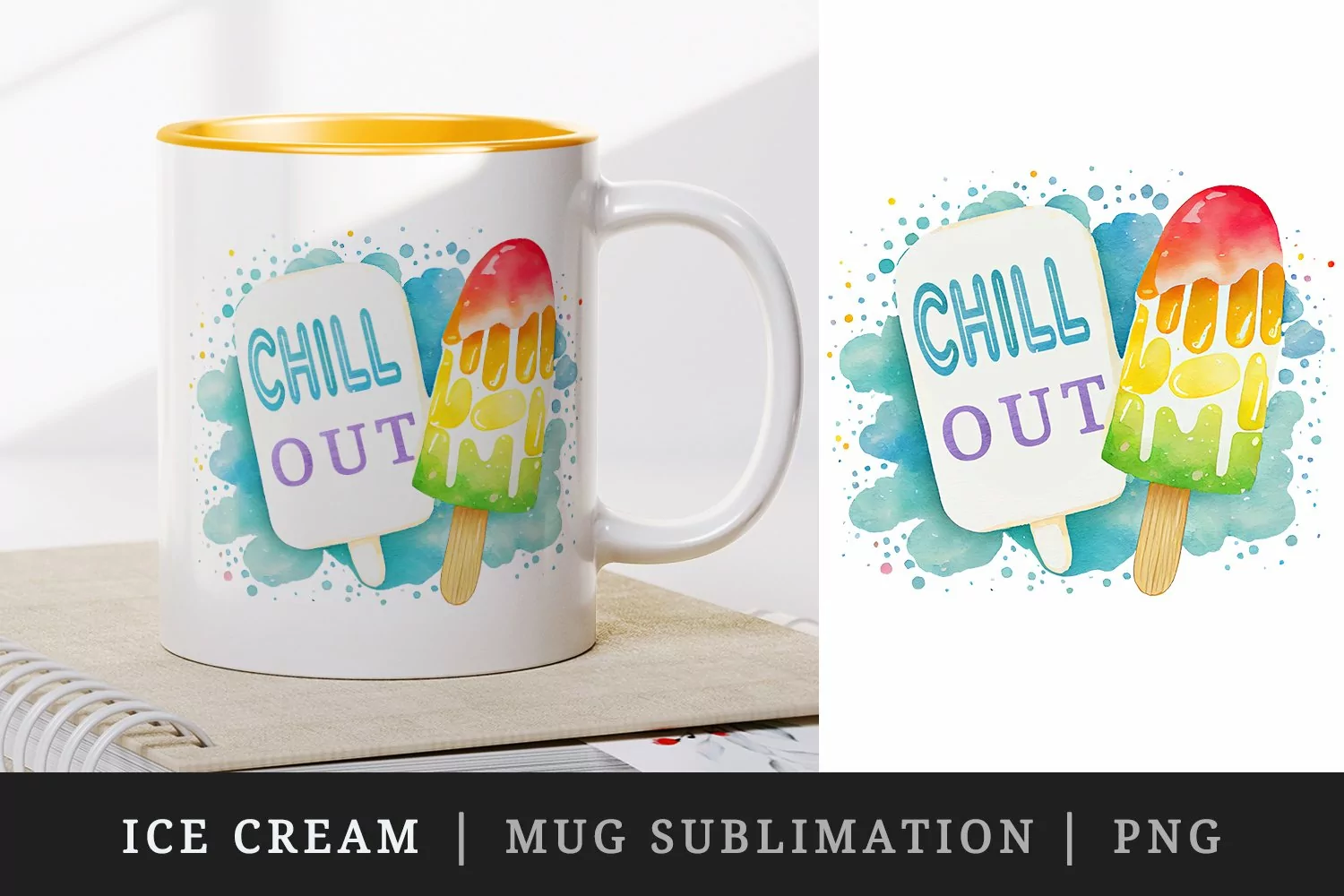Ice Cream - Chill Out mug, cup wrap sublimation design png product image 1