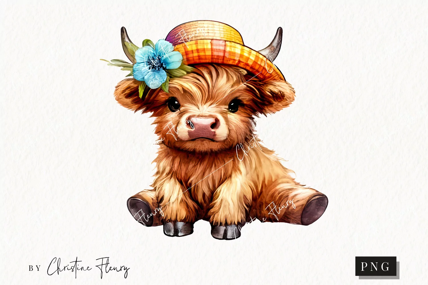 Highland Cow PNG | Summer PNG product image 1