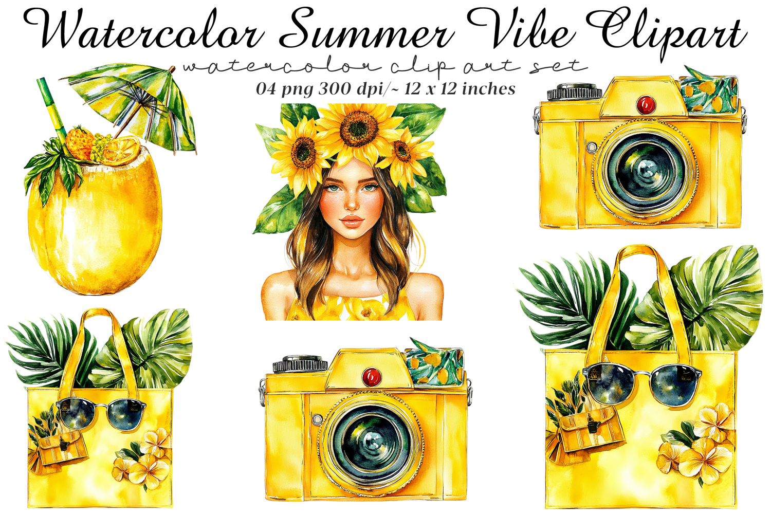 Watercolor Summer Vibe Clipart product image 1