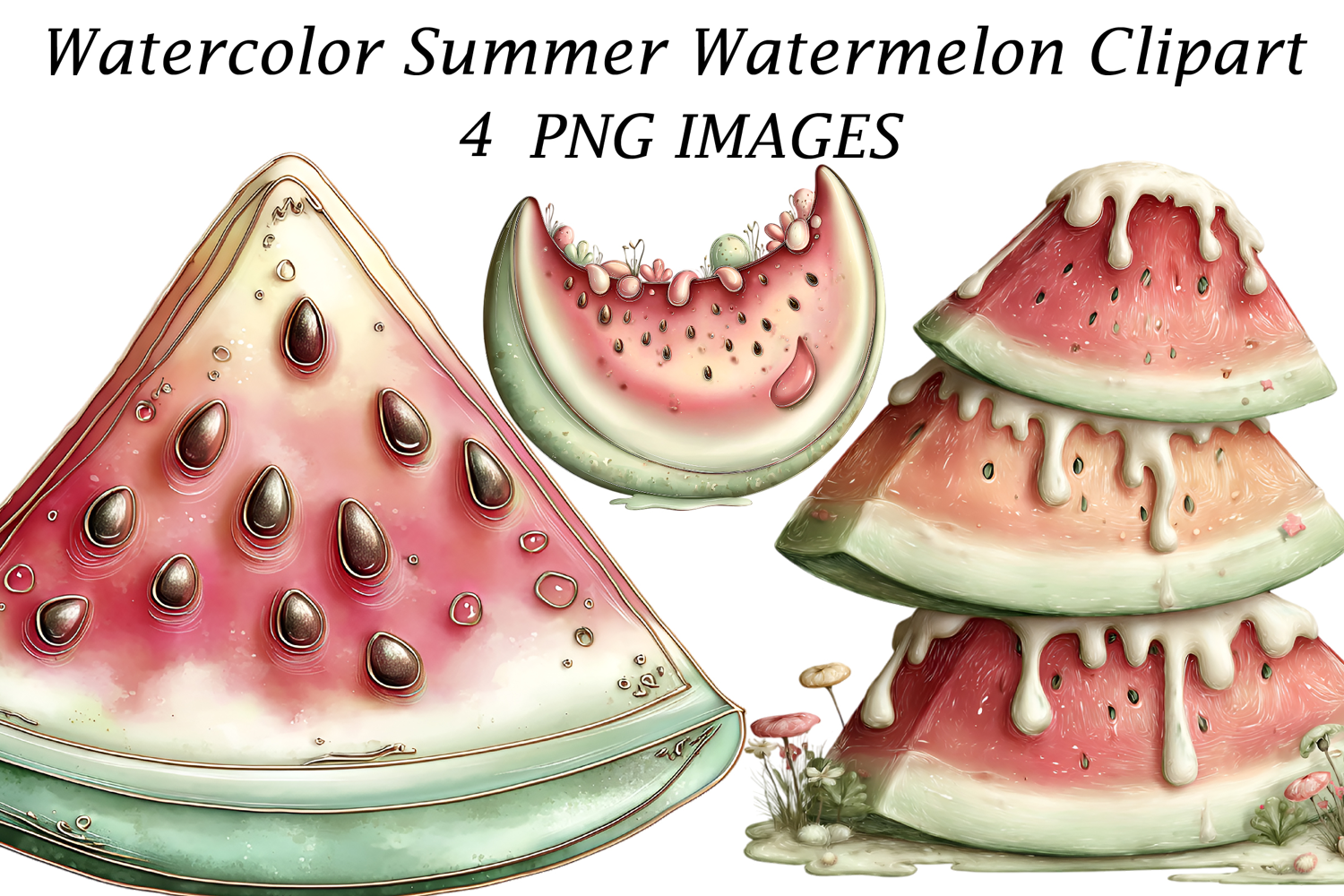 Watercolor Summer Watermelon Clipart product image 1