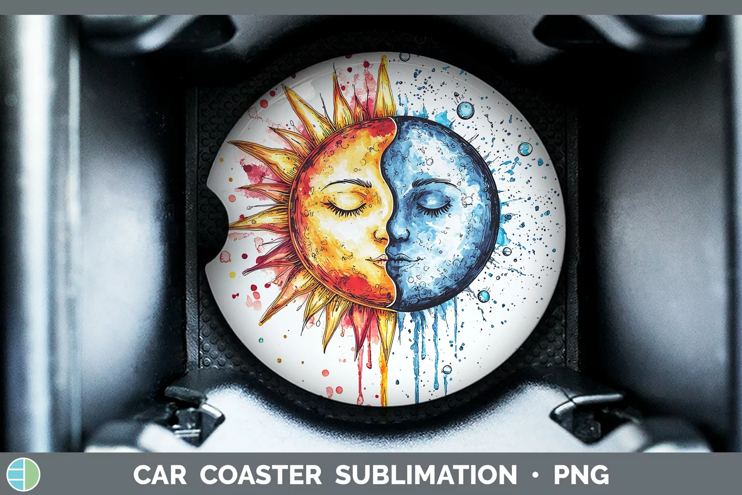 GorgeousWatercolor Car Coaster design.