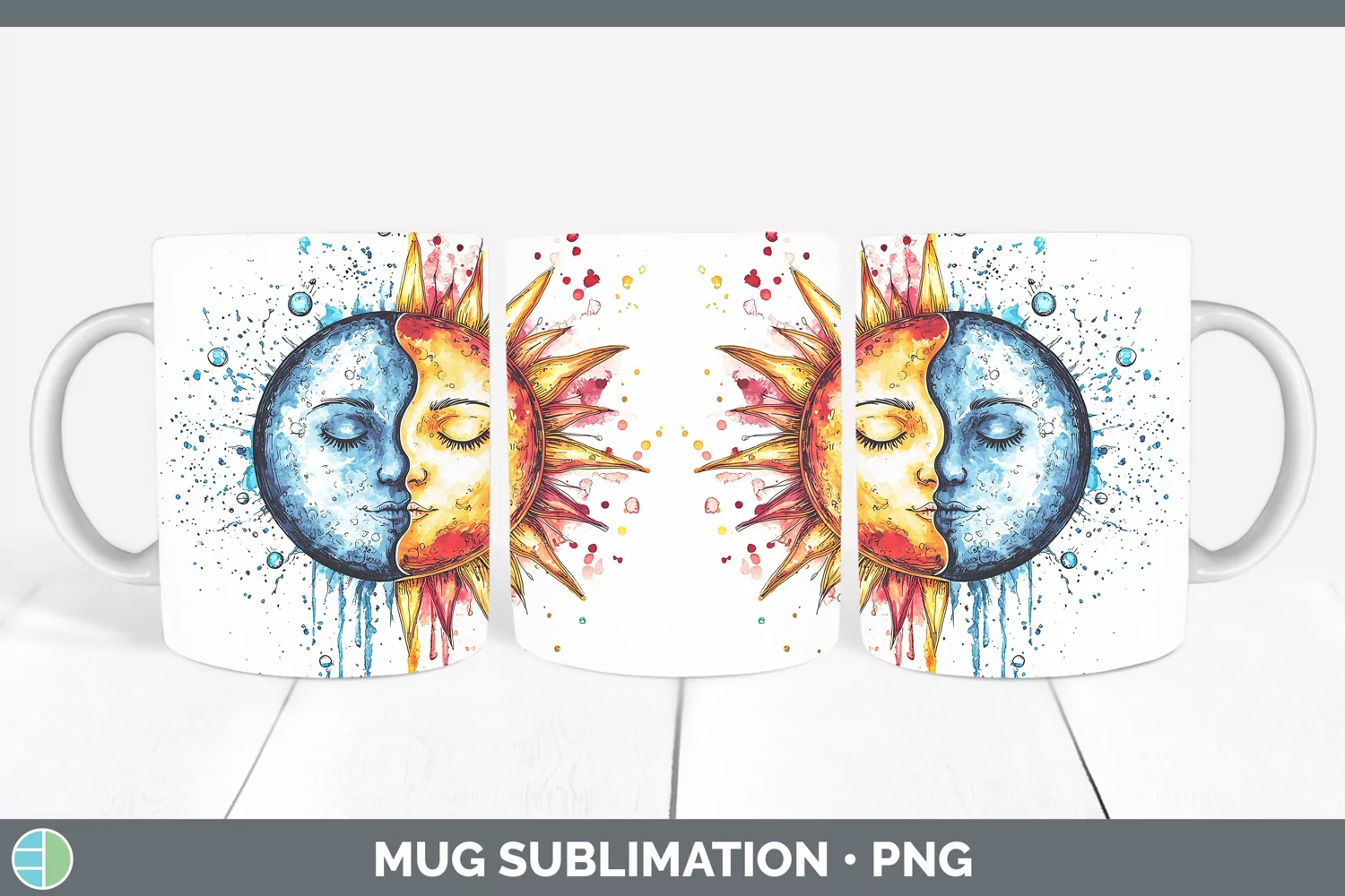 GorgeousWatercolor Mug Wrap design.