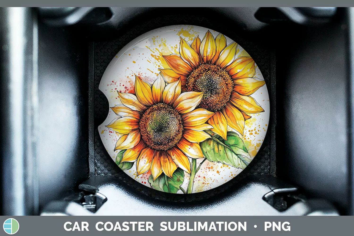 GorgeousWatercolor Car Coaster design.