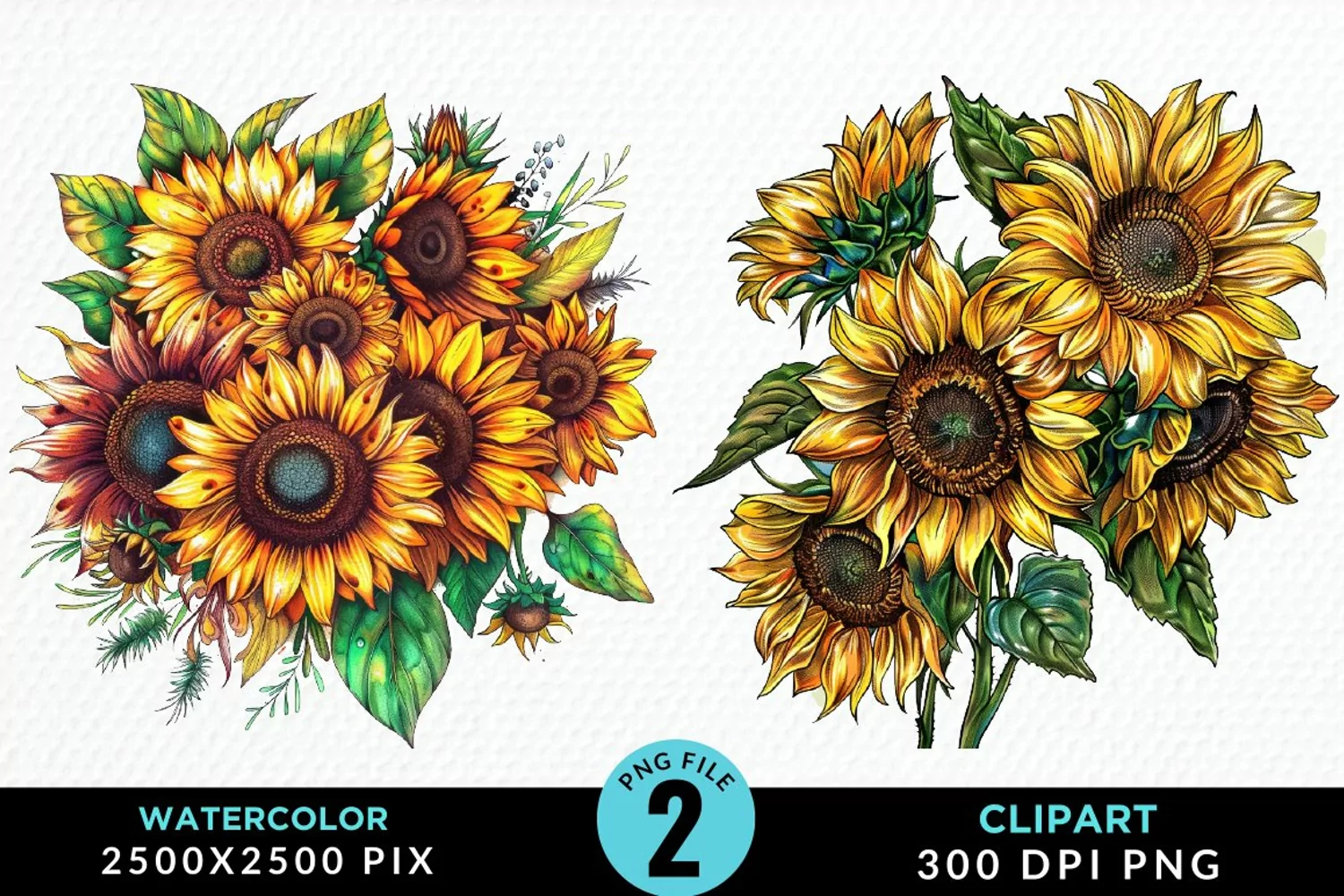 Watercolor Sunflower Exquisite Clipart product image 1