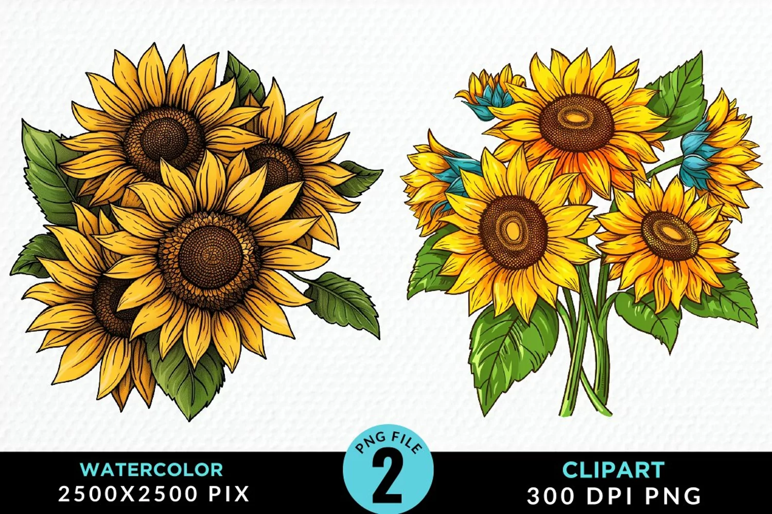 Watercolor Sunflower Illustration Clipart product image 1