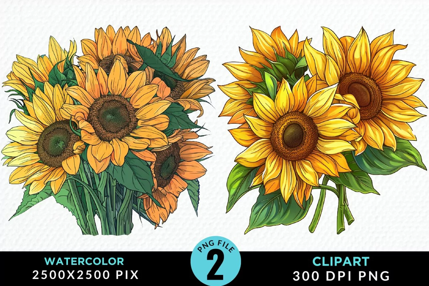 Watercolor Sunflower Exquisite Clipart product image 1