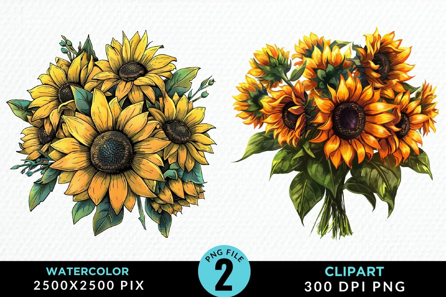 Watercolor Sunflower Illustration Clipart product image 1