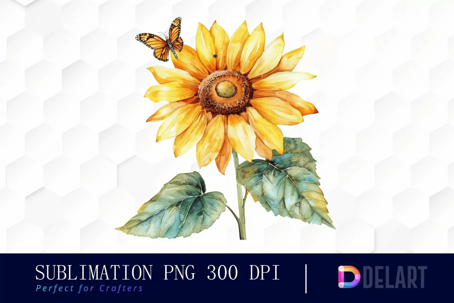 Sunflower With Butterfly Graphics Clipart product image 1