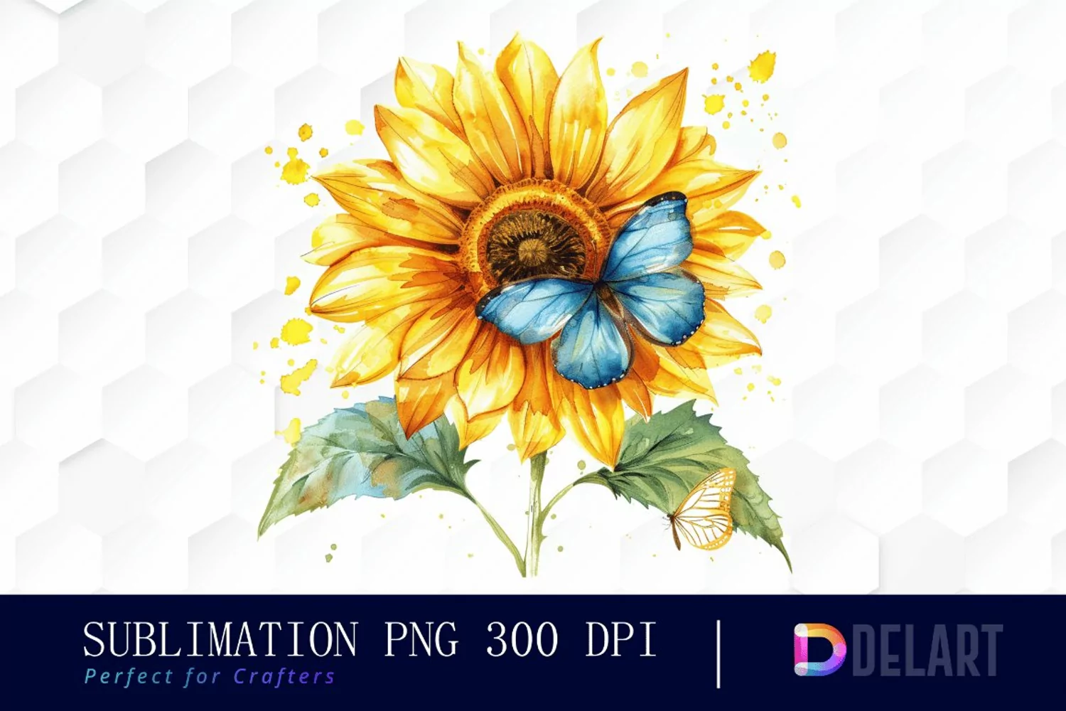 Sunflower With Butterfly Graphics Clipart product image 1