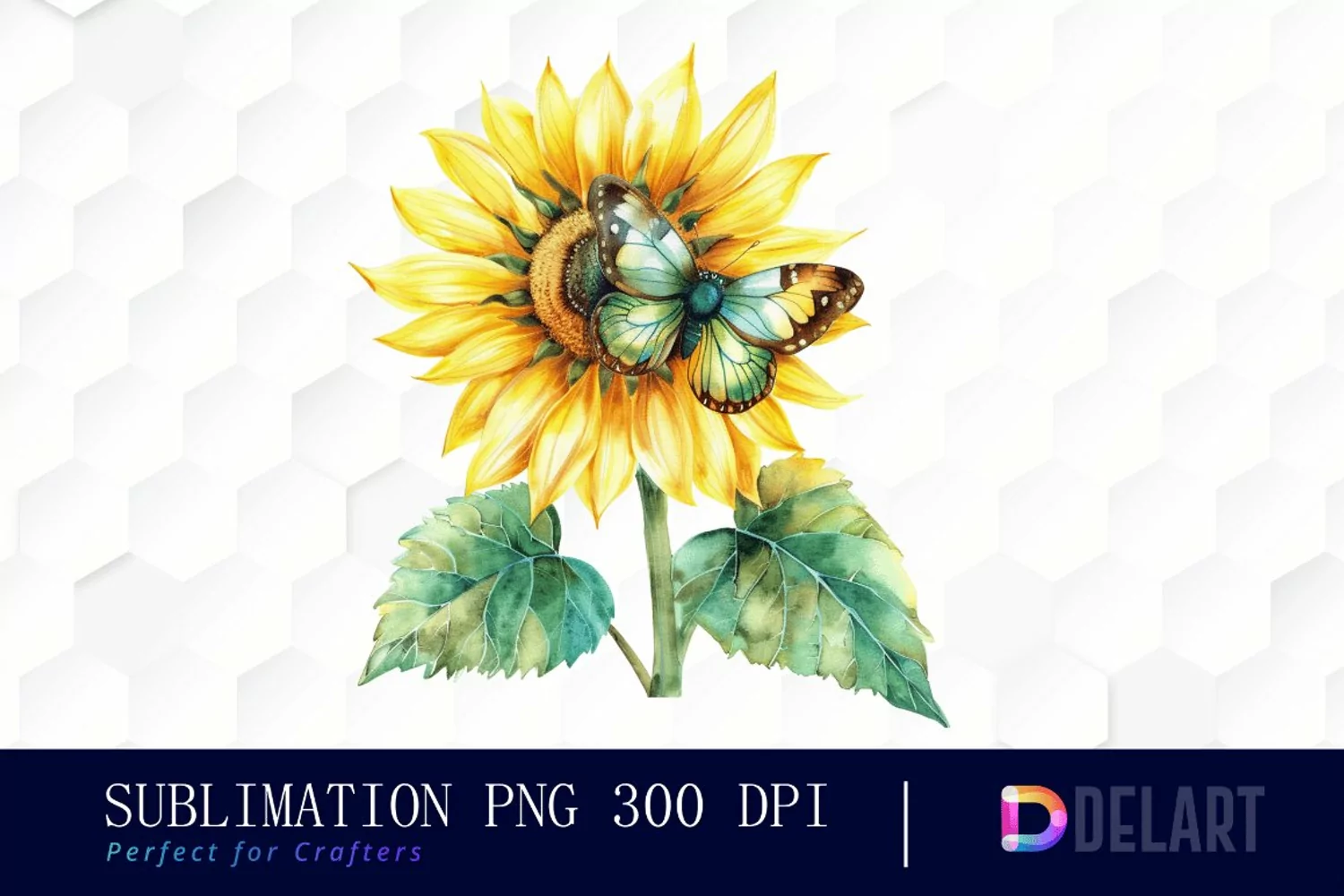 Sunflower With Butterfly Graphics Clipart product image 1