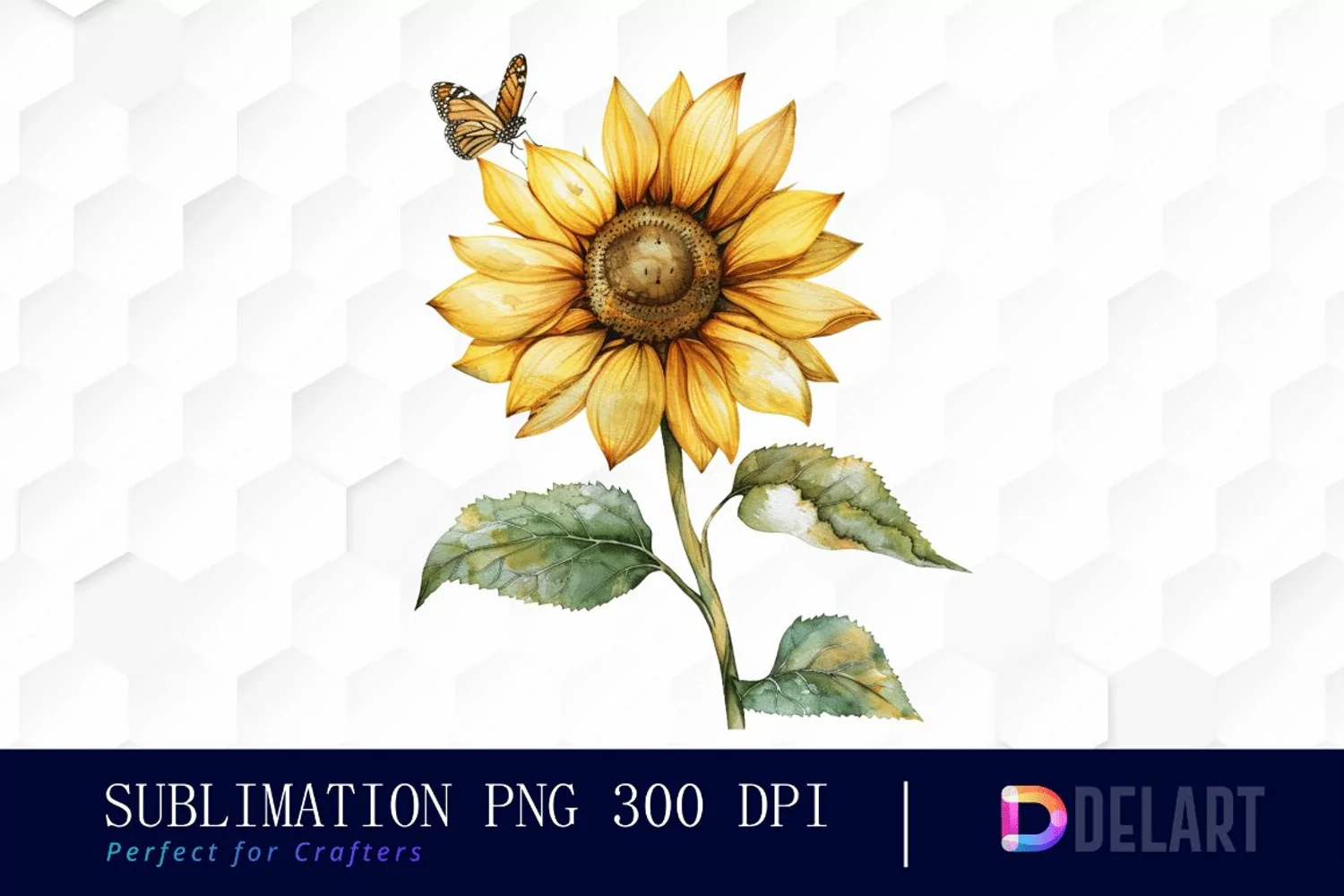 Sunflower With Butterfly Illustration Clipart product image 1