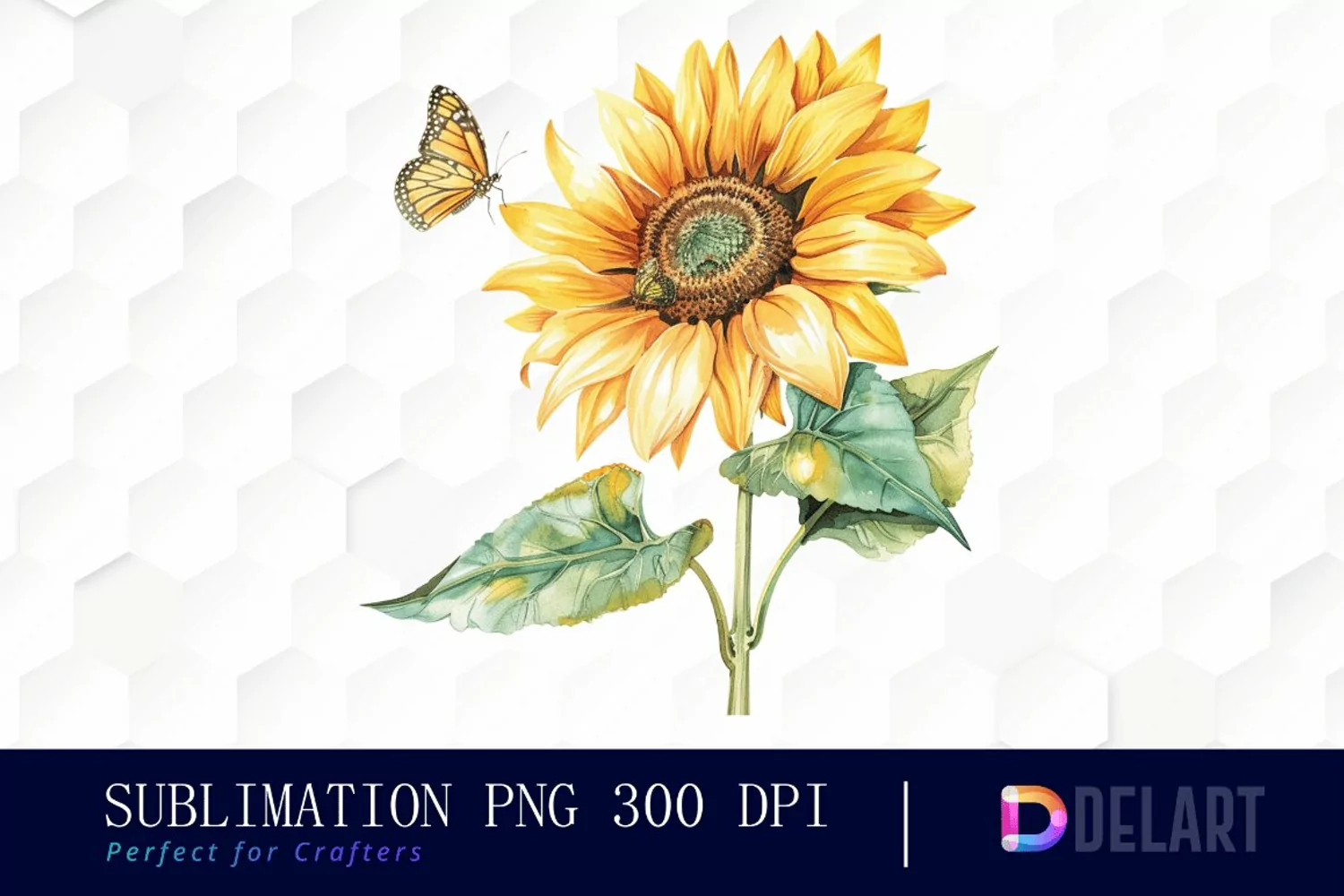 Sunflower With Butterfly Graphics Clipart product image 1