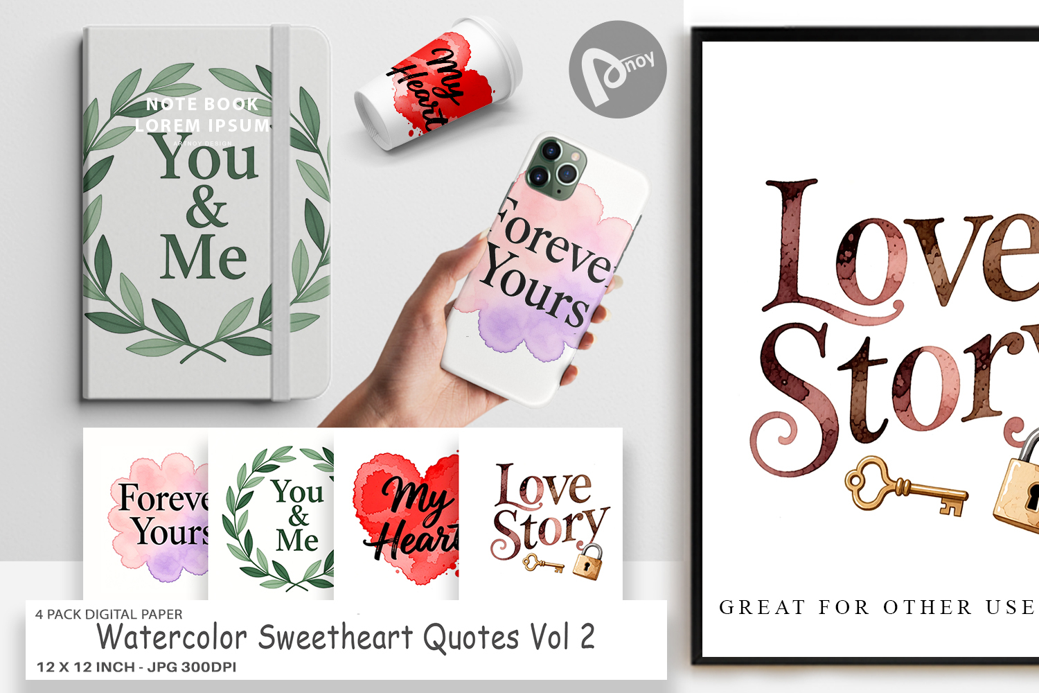 Sweetheart Quotes Digital Paper product image 1