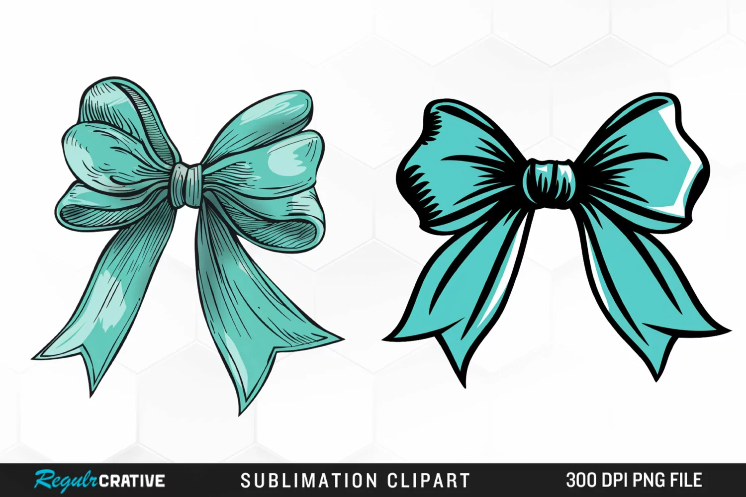 Watercolor Teal Bow Graphics Clipart product image 1