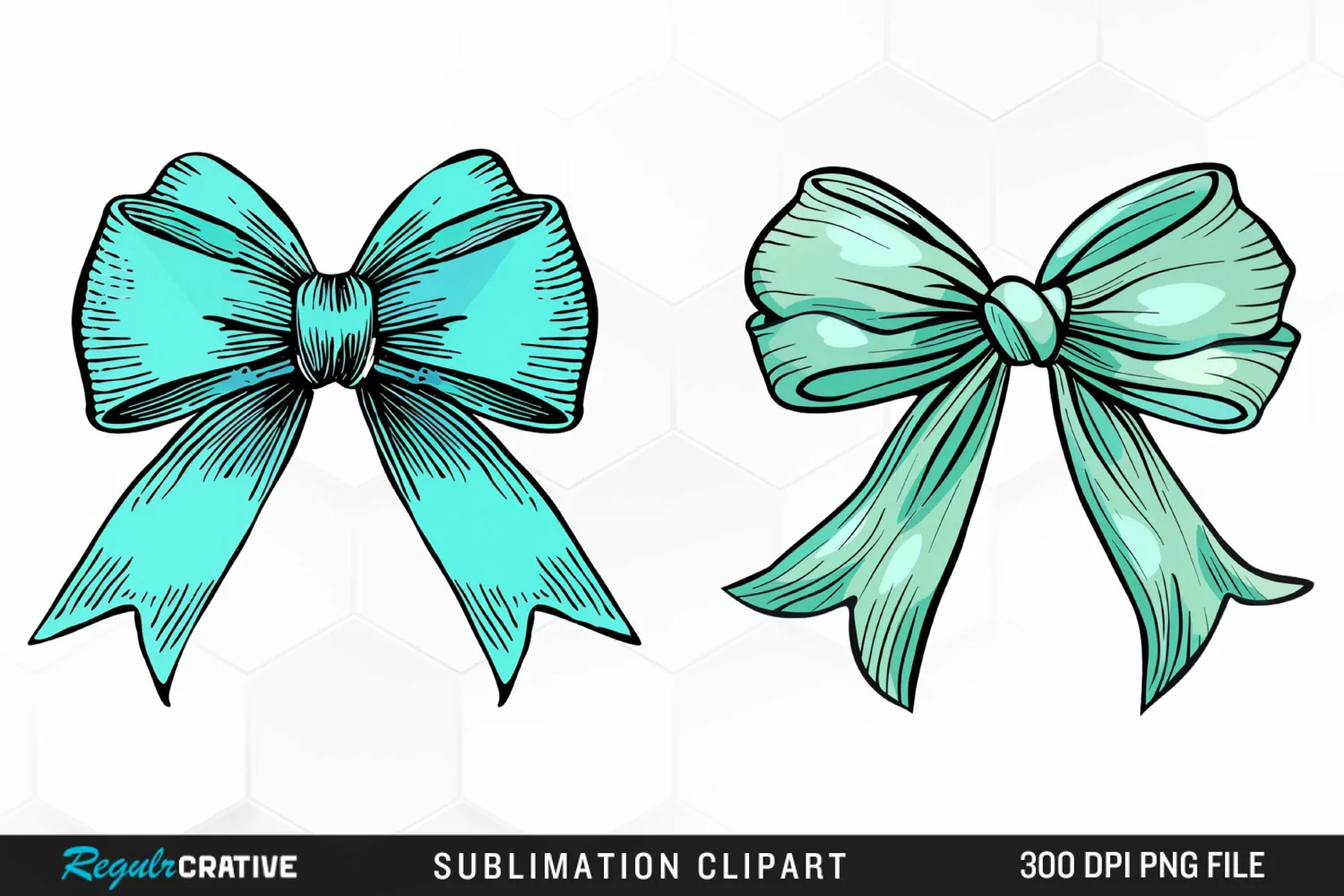 Watercolor Teal Bow Graphics Clipart product image 1