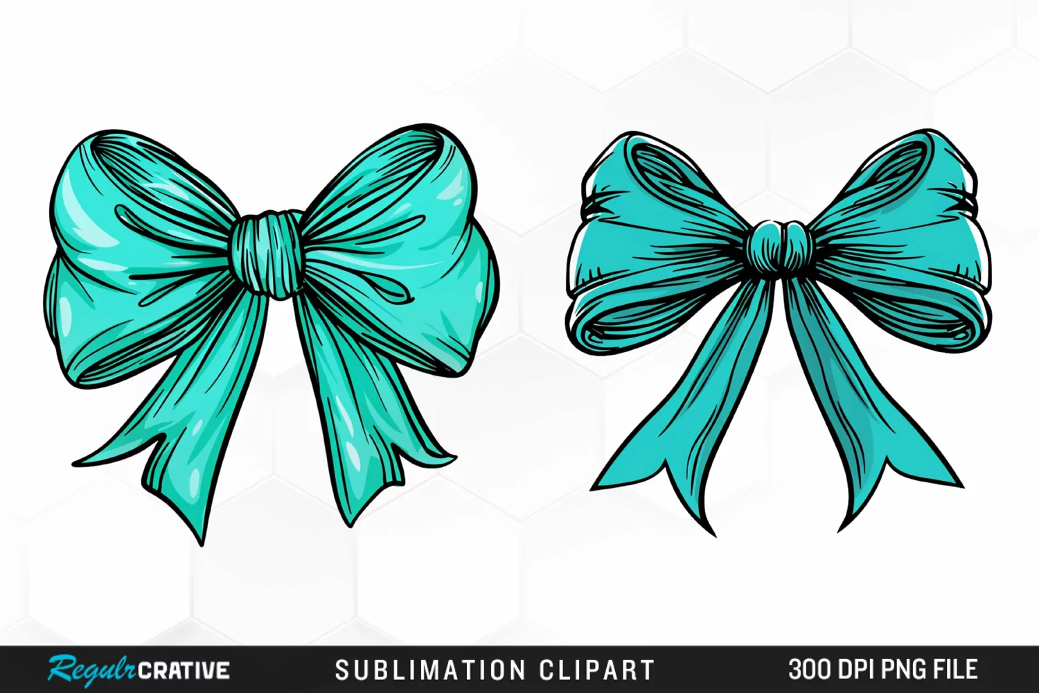 Watercolor Teal Bow PNG Clipart product image 1