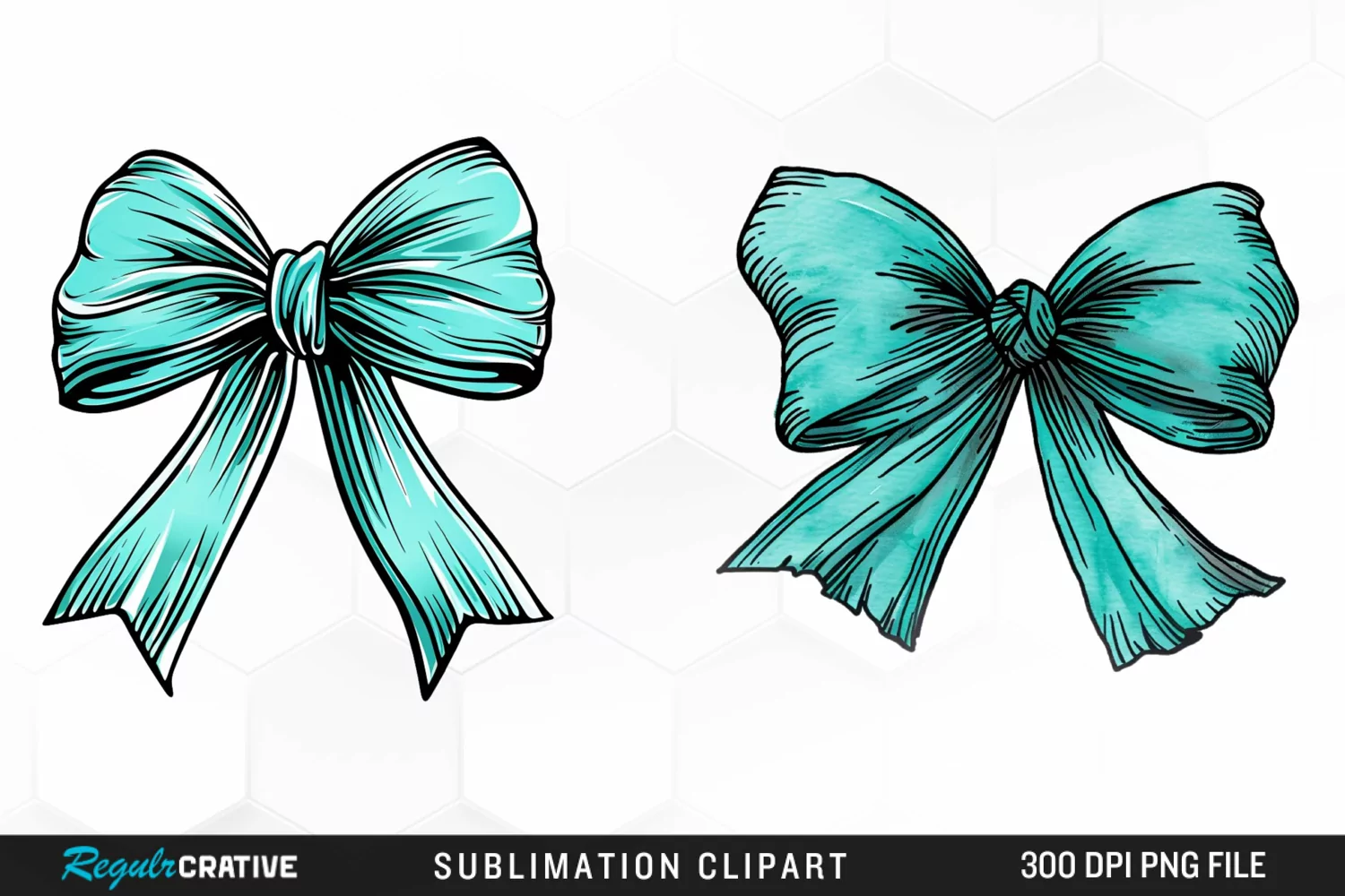 Watercolor Teal Bow Graphics Clipart product image 1