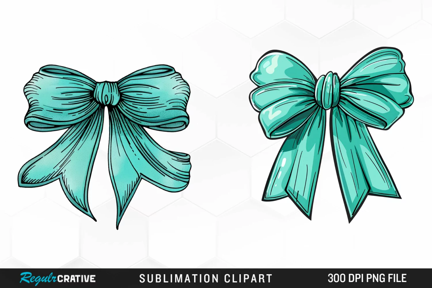Watercolor Teal Bow Graphics Clipart product image 1