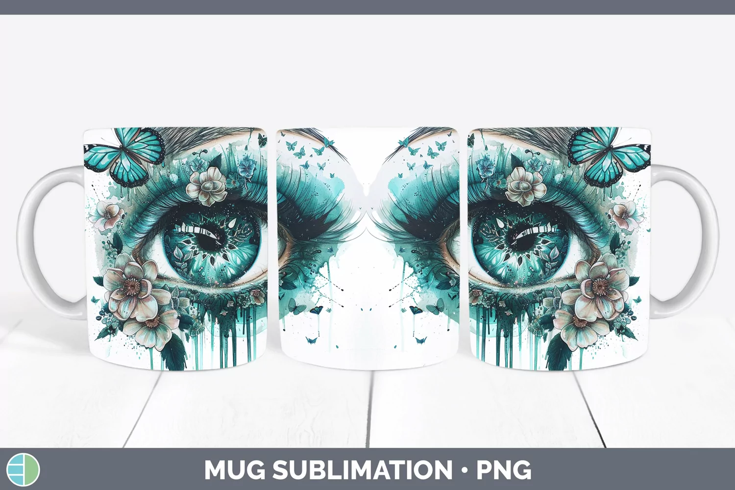 GorgeousWatercolor Mug Wrap design.