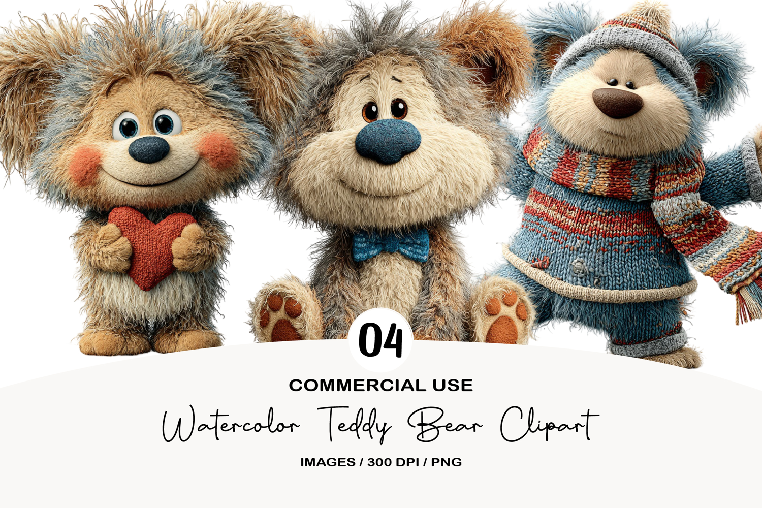 Watercolor Teddy Bear Clipart product image 1