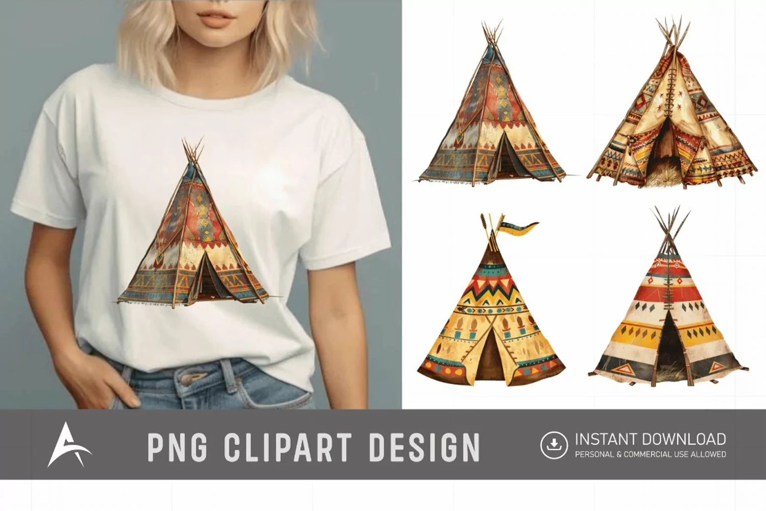 Watercolor Teepee Clipart product image 1