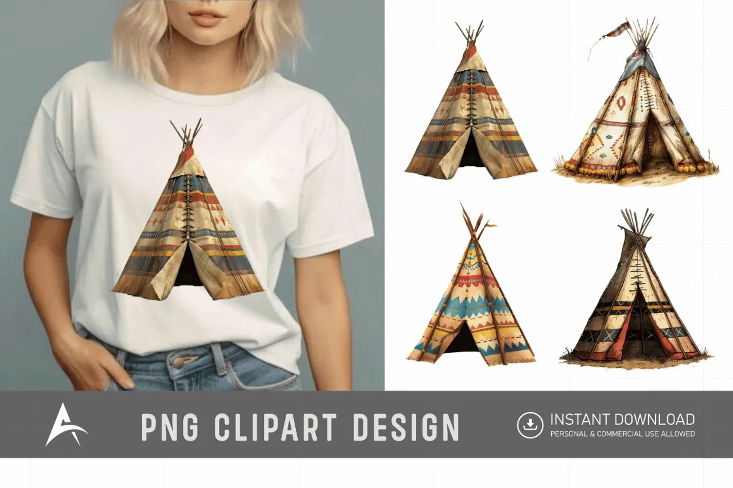 Watercolor Teepee Clipart product image 1