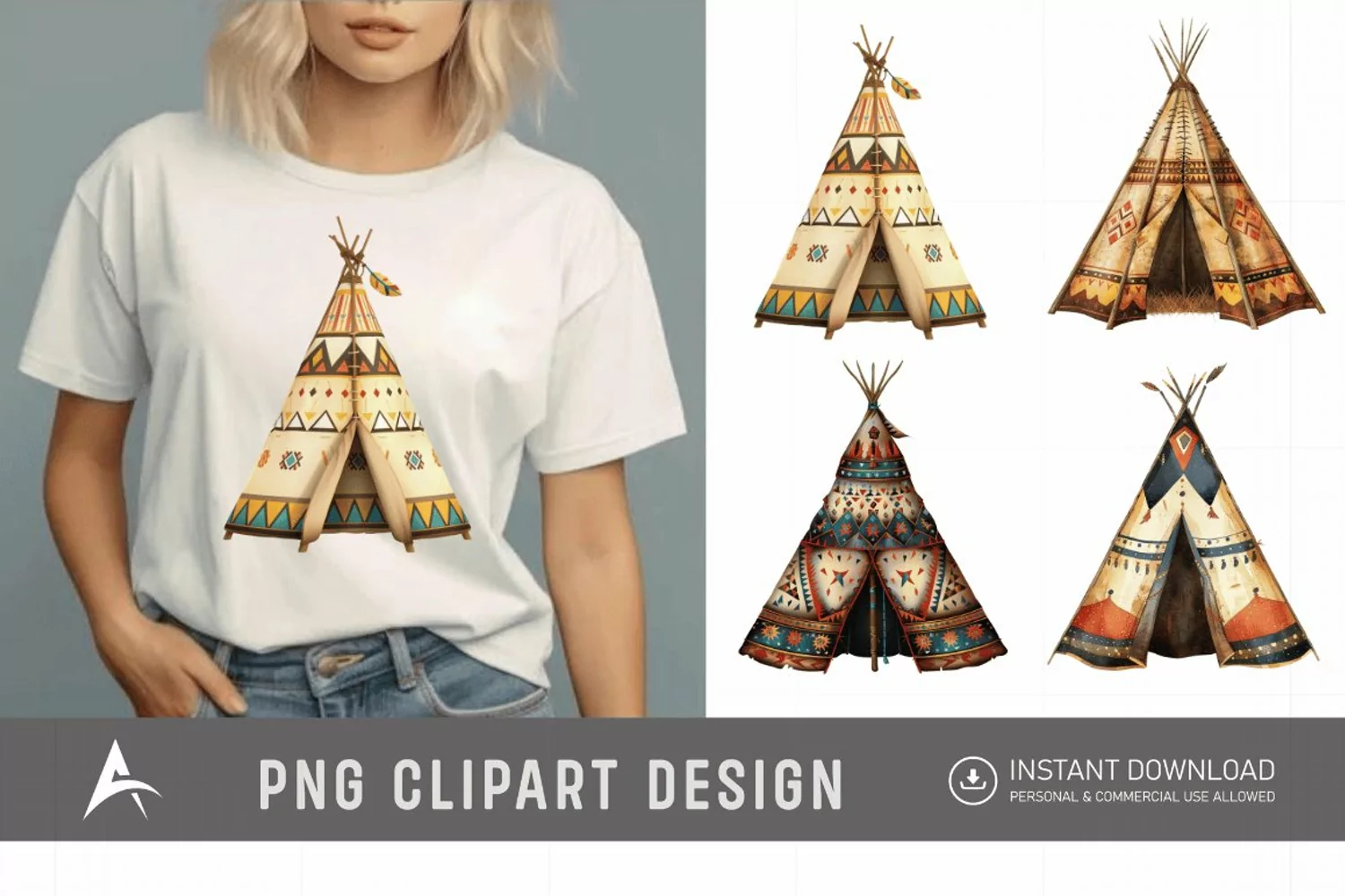 Watercolor Teepee Clipart product image 1