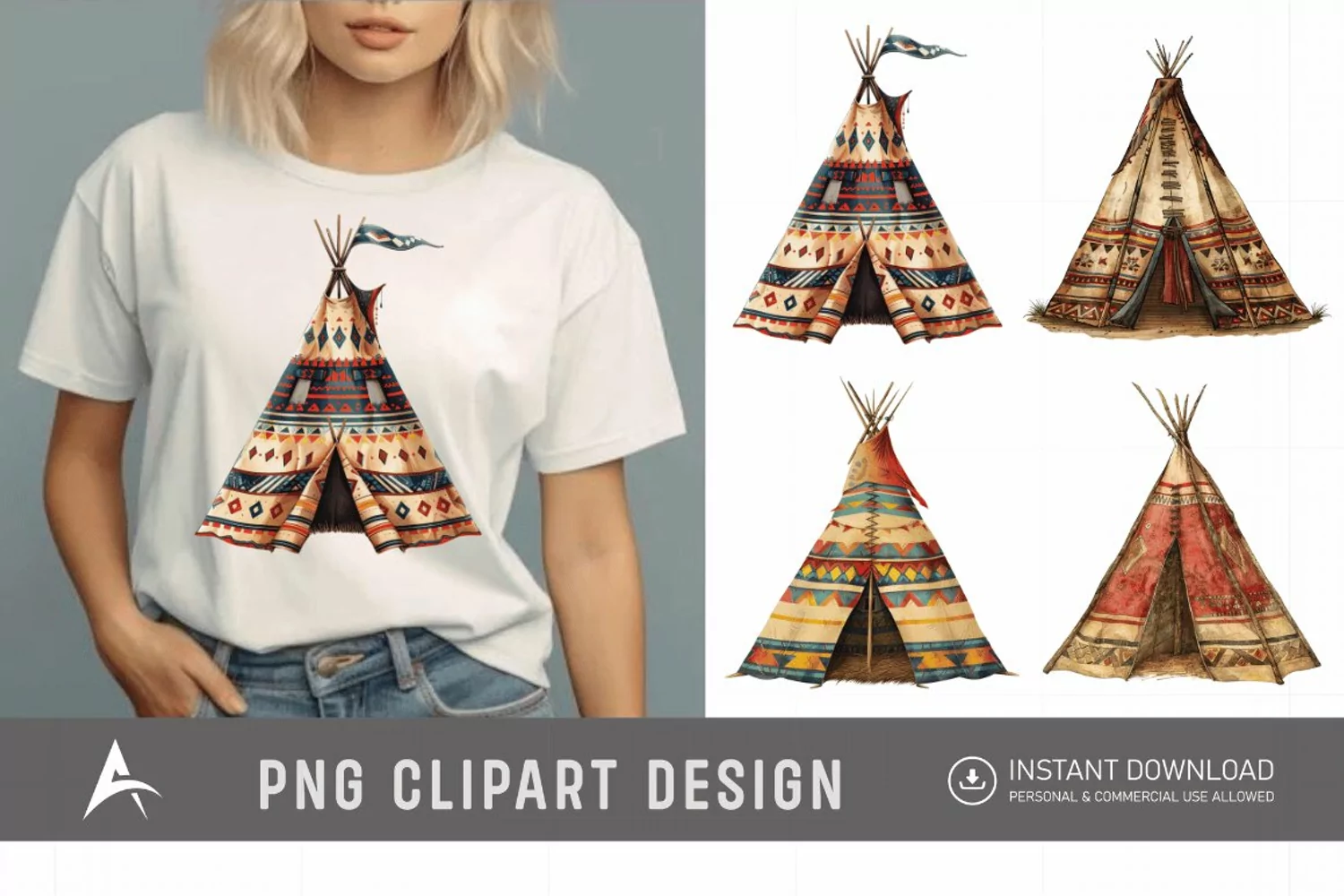 Watercolor Teepee Clipart product image 1