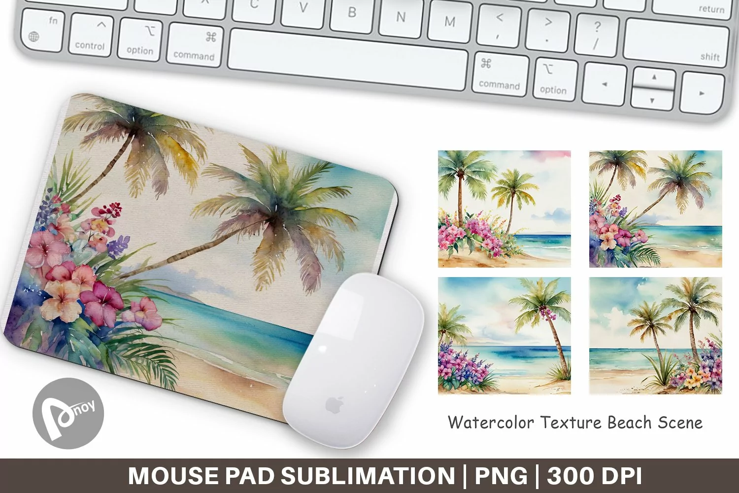 Mouse Pad Watercolor Beach Scene product image 1