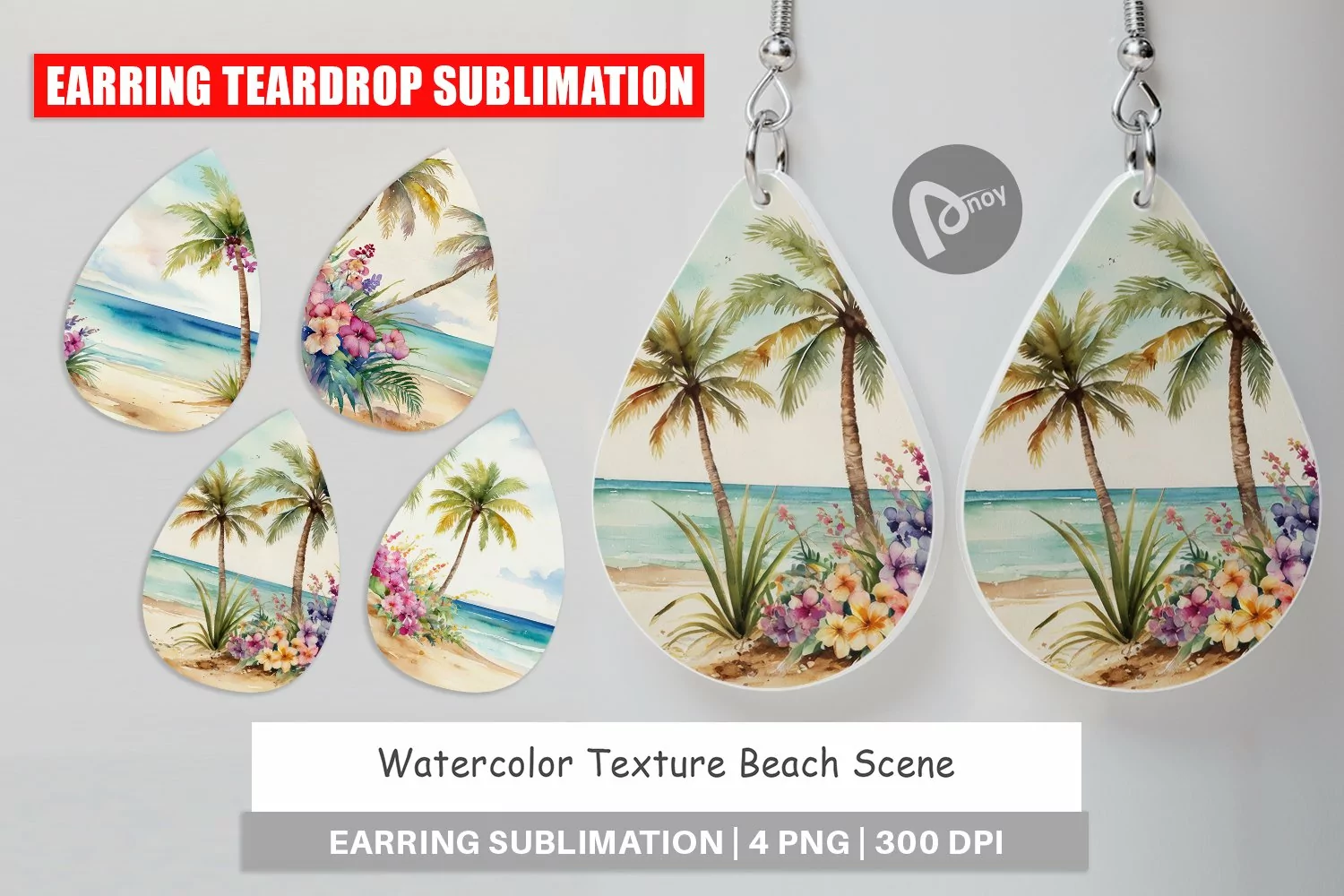 Earring Teardrop Watercolor Beach Scene product image 1