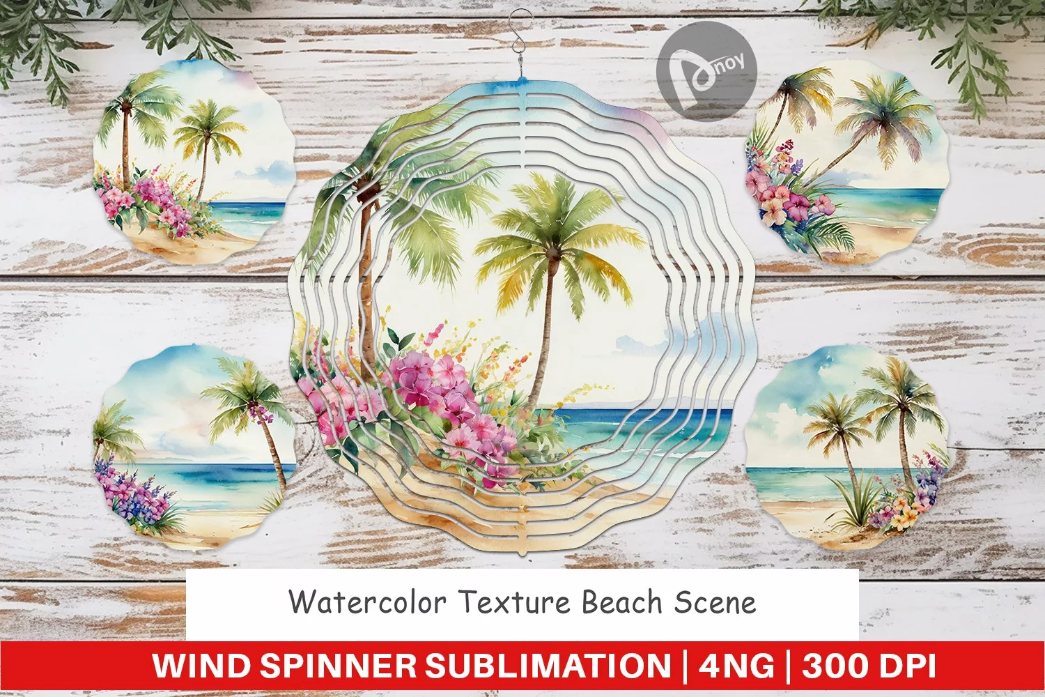 Wind Spinner Watercolor Beach Scene product image 1