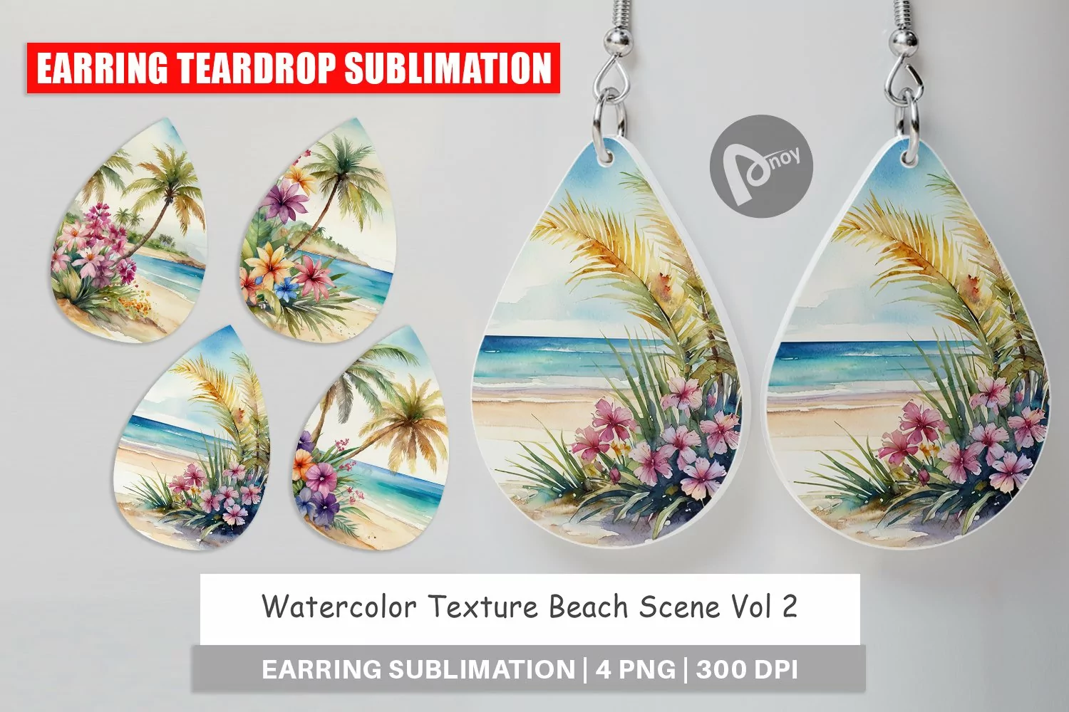 Earring Teardrop Watercolor Beach Scene product image 1