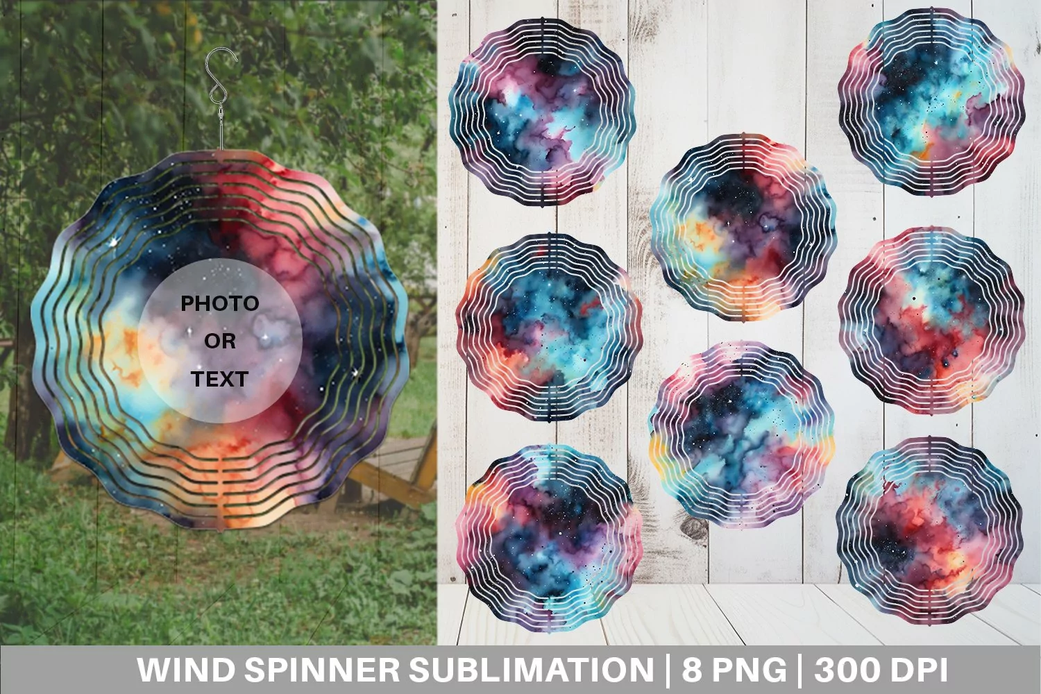 Wind Spinner Watercolor Galaxy Space | Sublimation Spinner product image 1