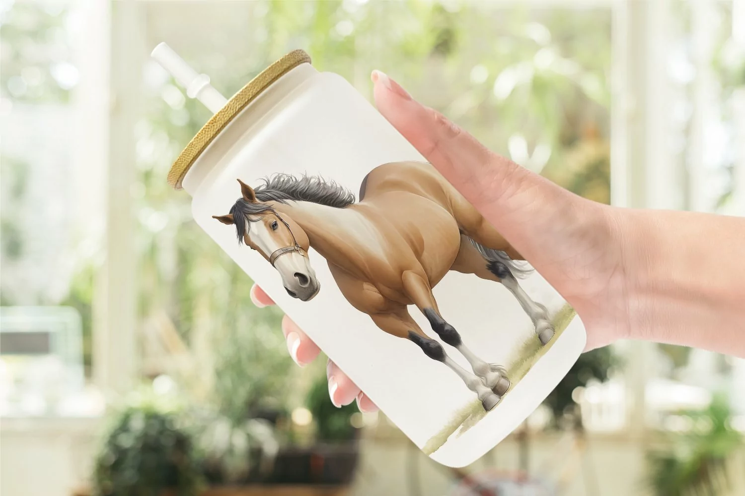 Watercolor Horse Glass Can Wraps product image 1