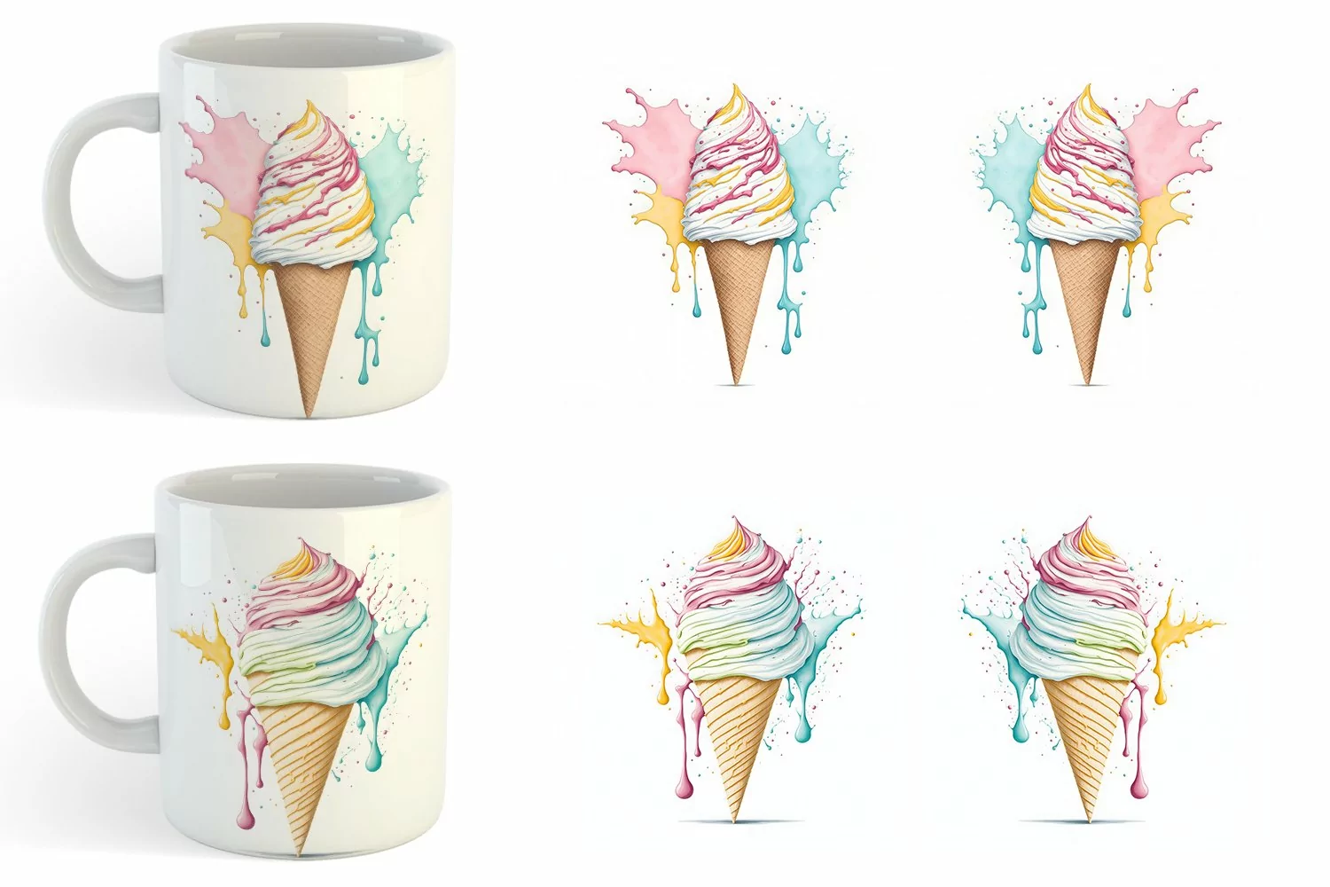 Watercolor Ice Cream | Mug sublimation design product image 1