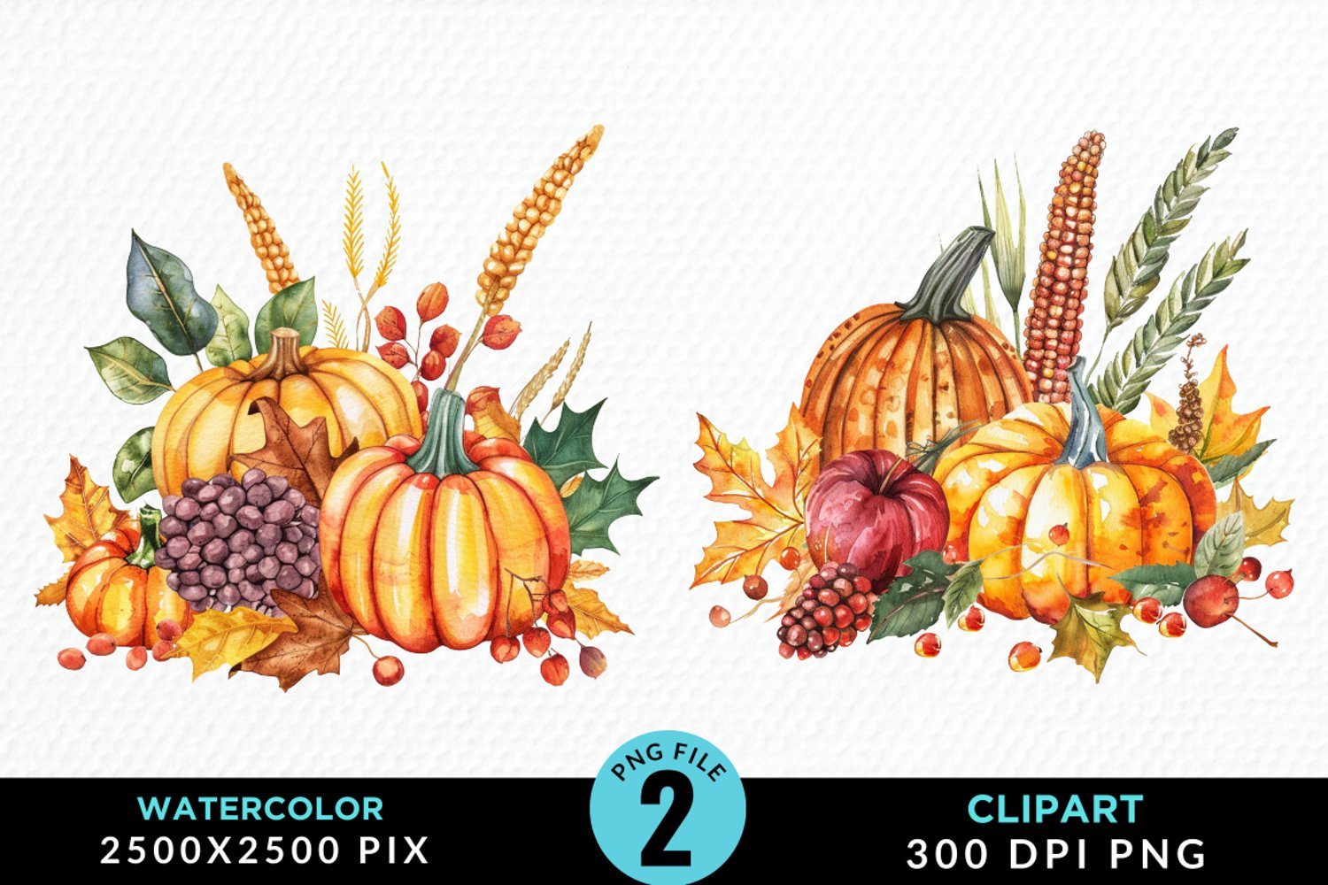 Watercolor Thanksgiving Fun Clipart product image 1