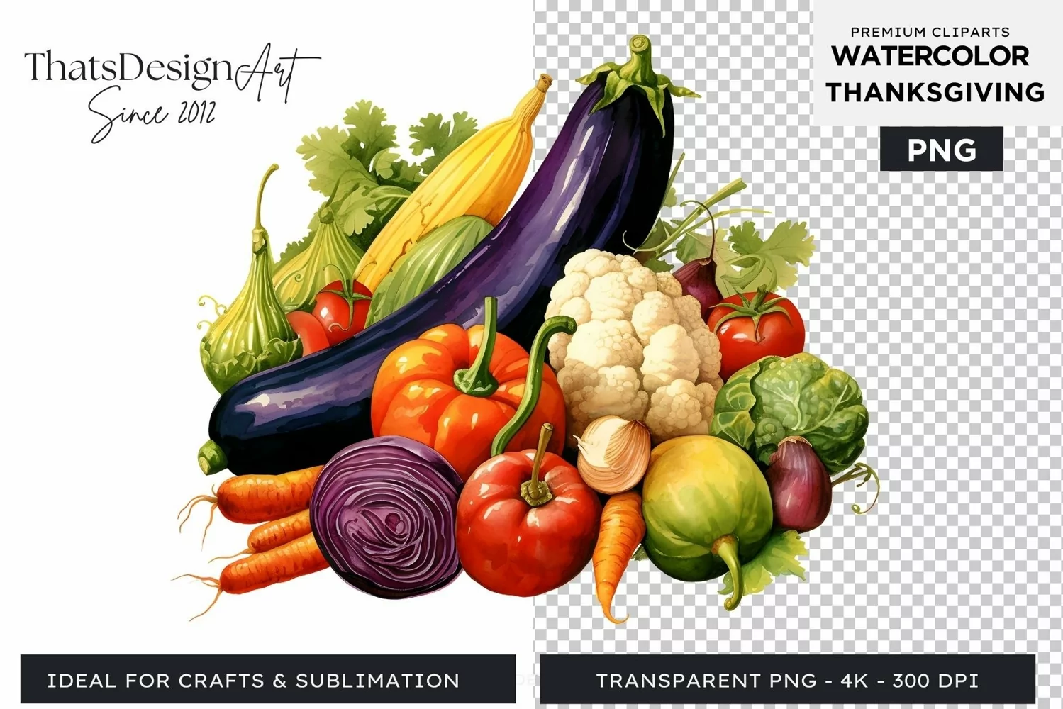 Traditional Thanksgiving Vegetables Watercolor Clipart product image 1