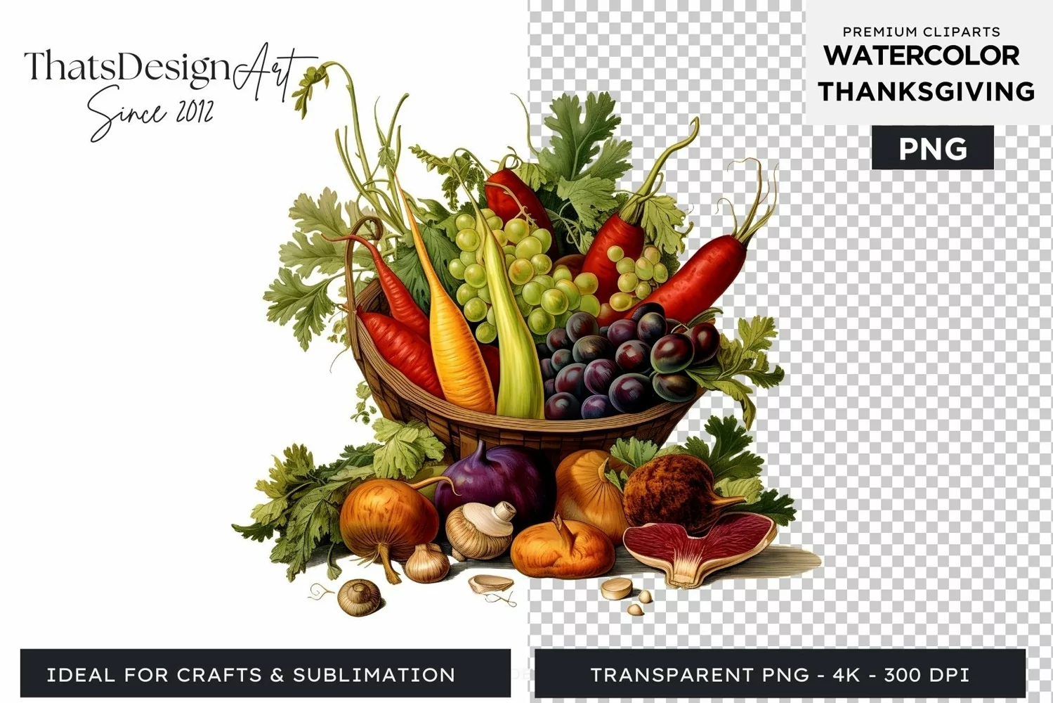 Traditional Thanksgiving Fruits Watercolor Clipart product image 1